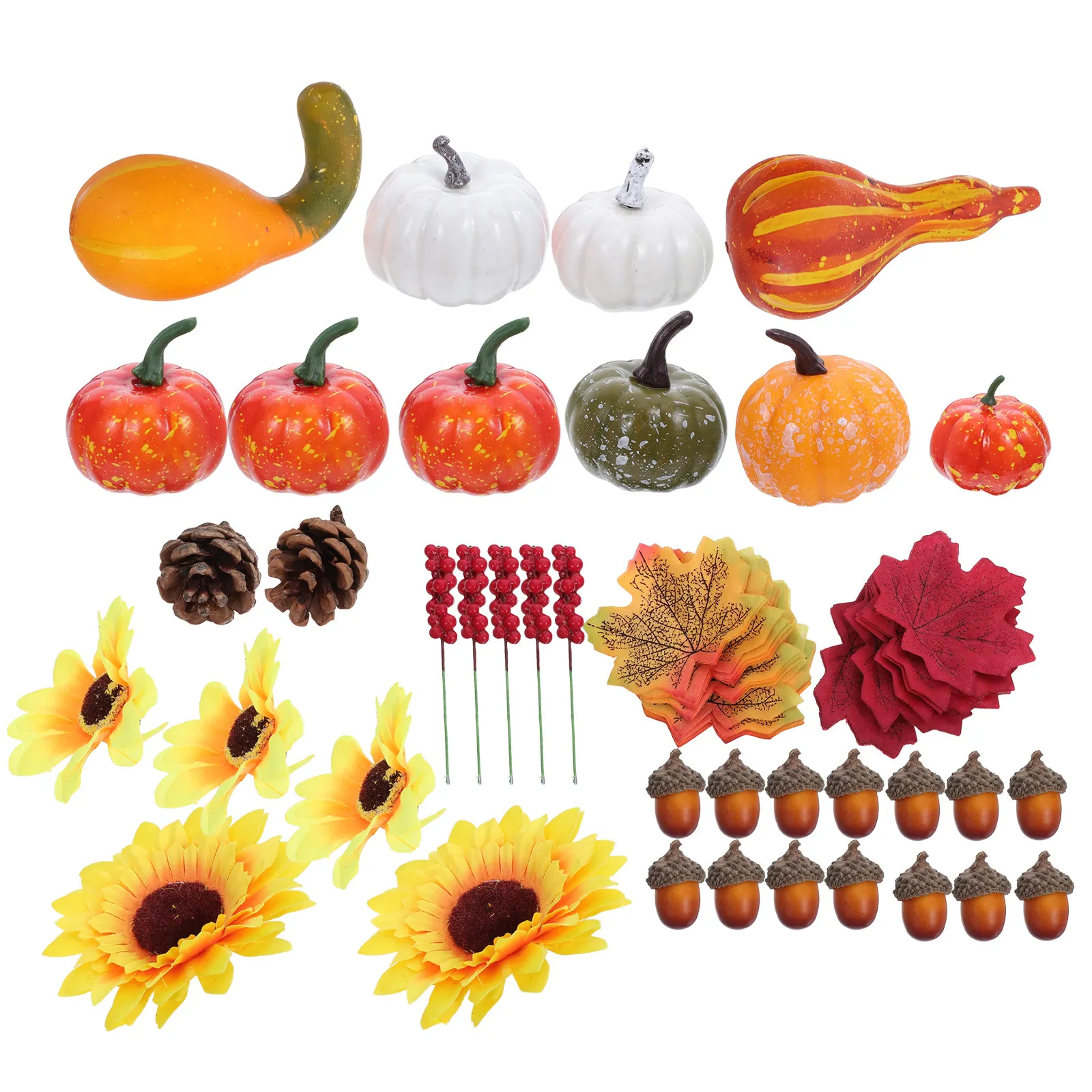 1 Set 96Pcs Lifelike Mini Foam Pumpkins Gourds Artificial Fall Harvest Ornaments Thanksgiving Autumn Table Centerpiece Home