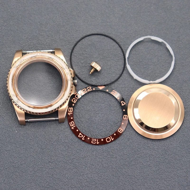 남성용 로즈 골드 시계 케이스 액세서리, 사파이어 글라스 삽입, GMT 세이코 NH35 NH36 NH38 4R36 8215 2824 무브먼트 28.5mm 다이얼, 40mm