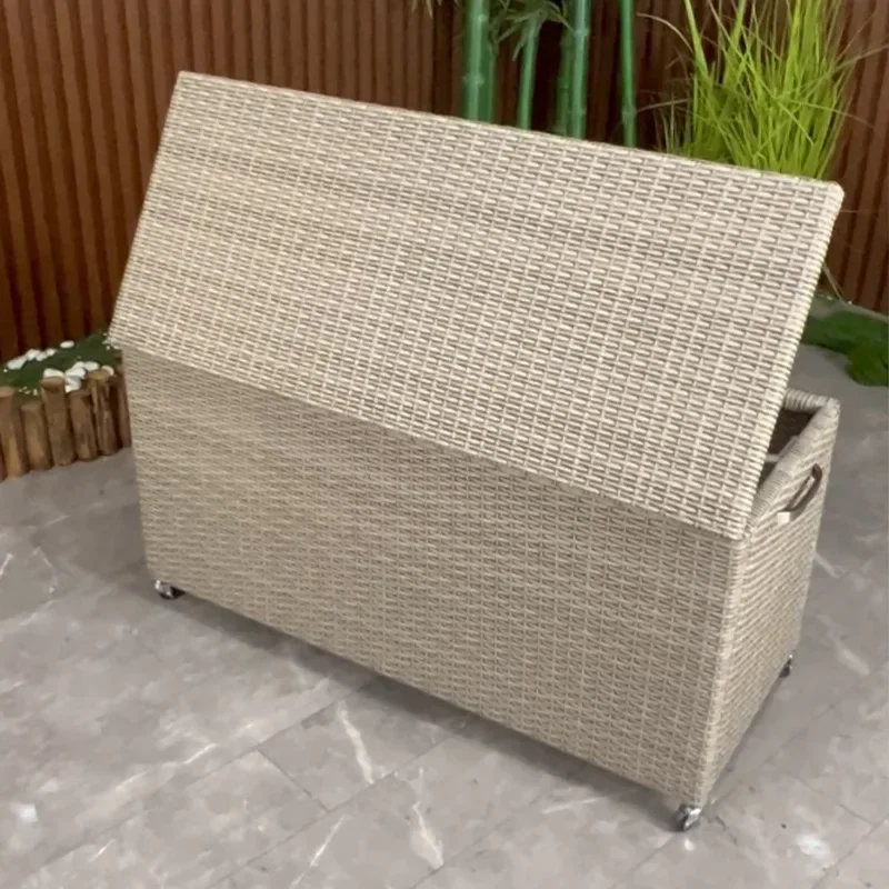 Outdoor Balcony Leisure Storage Box Rattan Furniture Hotel Movable Storage Basket Courtyard Wine Imitation Rattan Storage