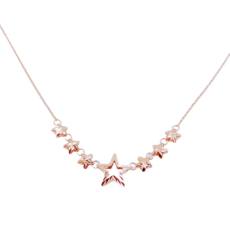 585 Purple Gold Shining Star Necklace Luxury Plated 14K Rose Gold Fashion Hollow out Pendant collarbone Banquet Jewelry Gifts - view 6