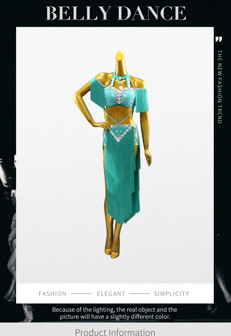 Bauchtanz-Outfit Orientalisches Kostüm Unterrichtskleidung Bauchtanzkleid Damen Abendrock Benley Mädchen Übungskorsett Tanzkleidung – Detail 2
