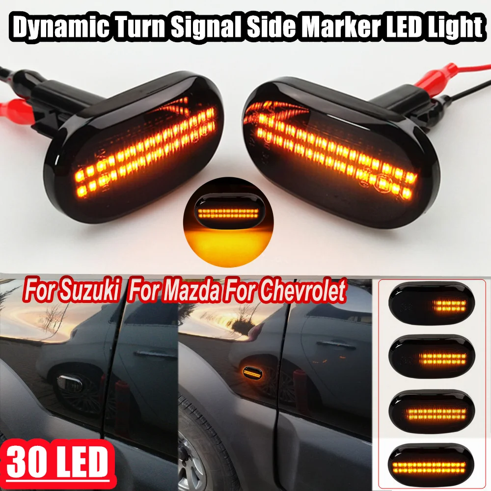 2PCS Dynamic Side Marker Turn Signal Indicator Repeater Light For Suzuki Jimny JB64W JB74 JB23 JB64 For Mazda For Chevrolet