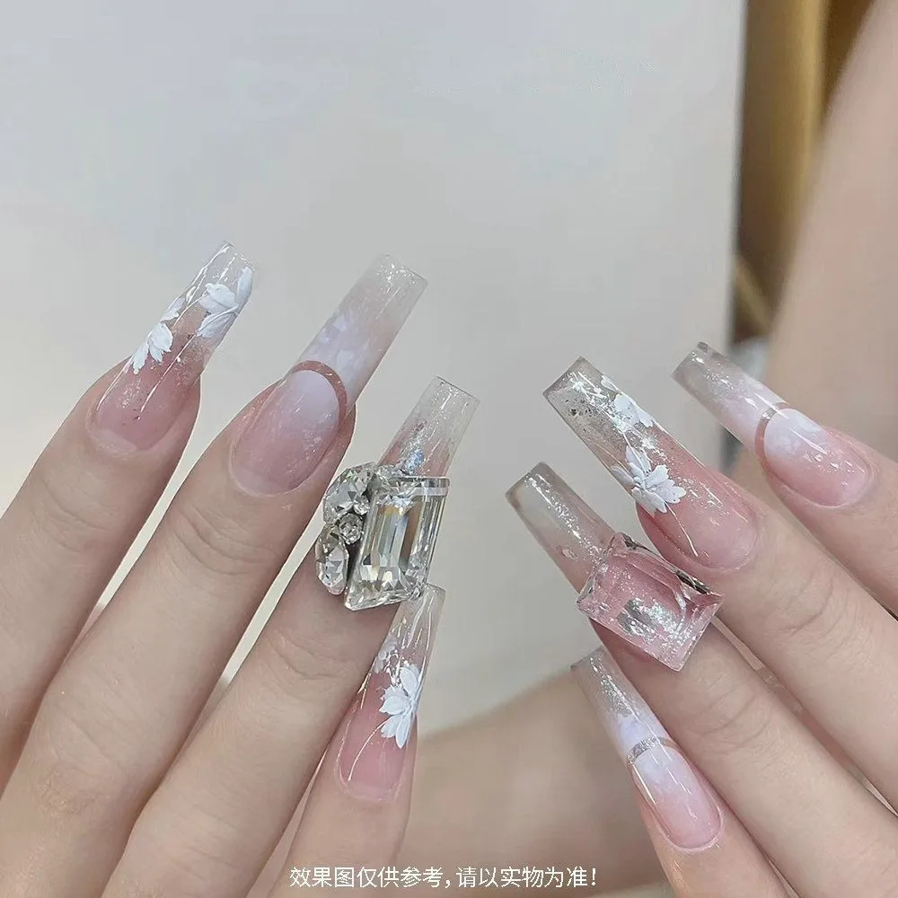 Frosted Ice Flower Nail Stickers Delicate Floral Pattern Self Adhesive Decals for Professional Manicure