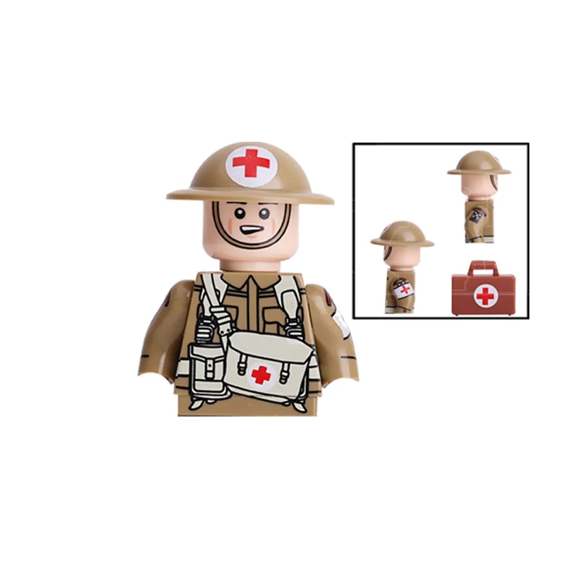 MOC WW2 Military Building Block British City Figure Soldier Army Gun Weapon Newspaper Hat Accessories Toys Boys Gifts