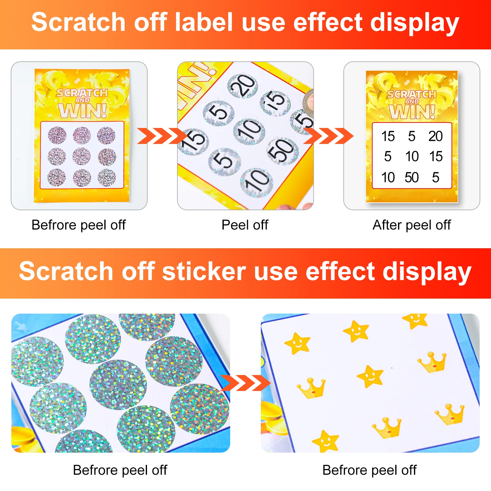 100pcs 1"Inch Round Dot laser Scratch Off Stickers Labels Tickets Promotional Games