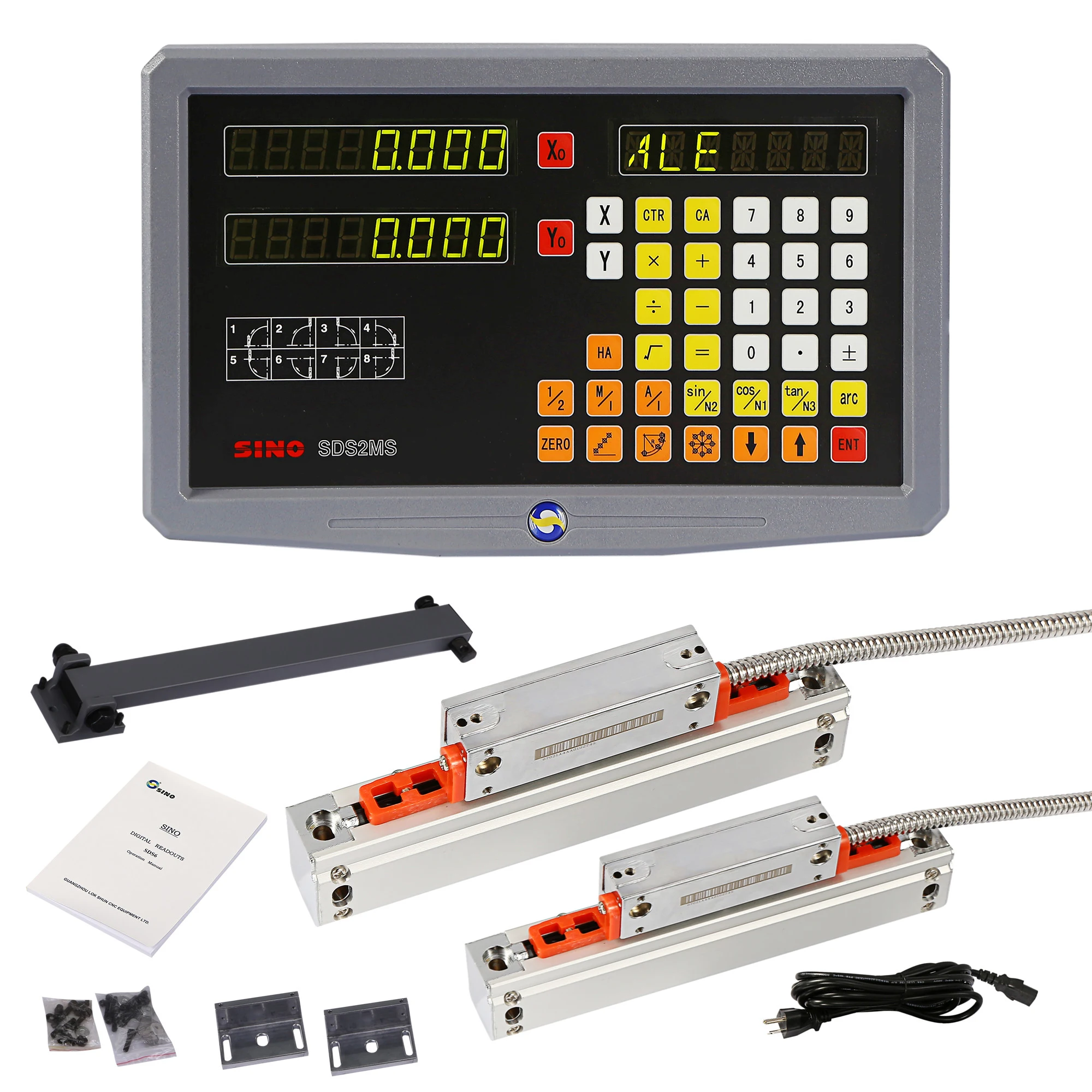 New Original Sino SDS2MS 2 axis digital readout DRO kit and 2 pieces SINO KA300 linear scale linear encoder ruler