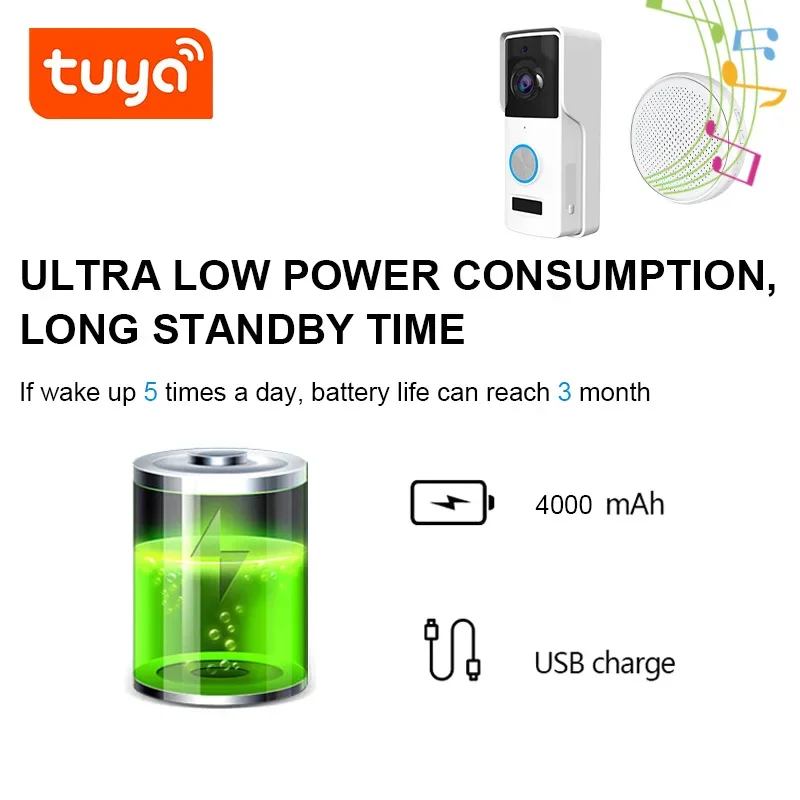 Tuya Doorbell Camera Wifi Waterproof Outdoor Wireless Doorbell Video Intercom Digital Door Peepholes Smart Home Ring Door Bell view 6