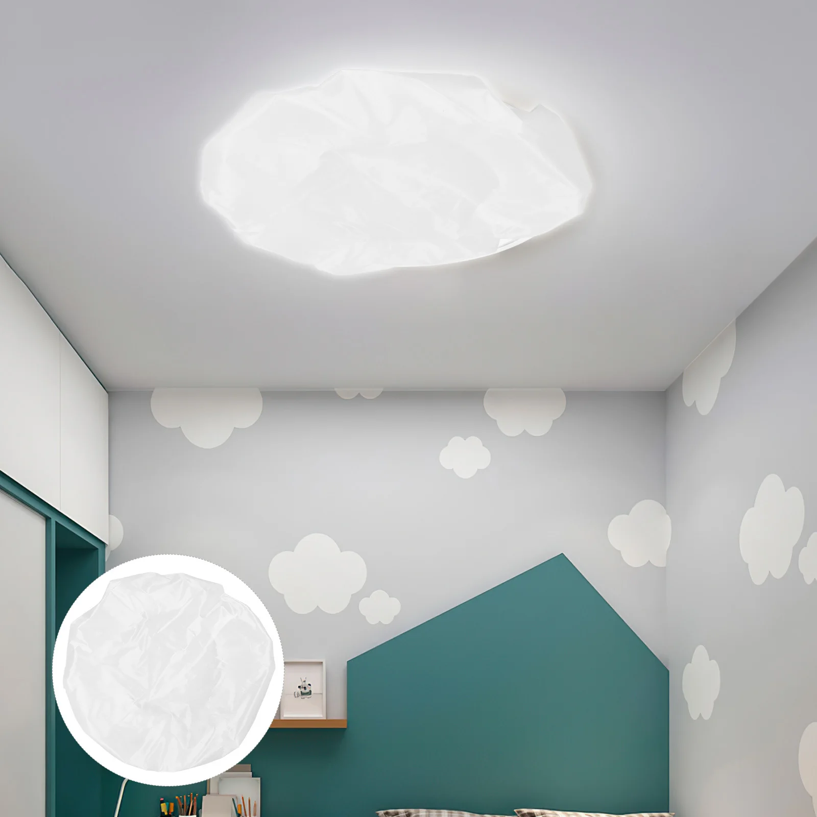 

Ceiling Lamp Diffuser Cover Round Waterproof Fabric Elastic Anti-Glare Lampshade 16-23 Inch Replacement Soft Cloth Light Shade