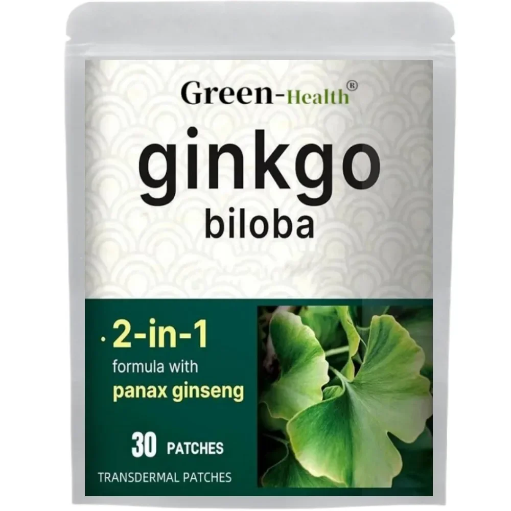 30 Patches Ginkgo Biloba Transdermal Patches with Panax Ginseng Promotes Memory, Focus, and Brain Health