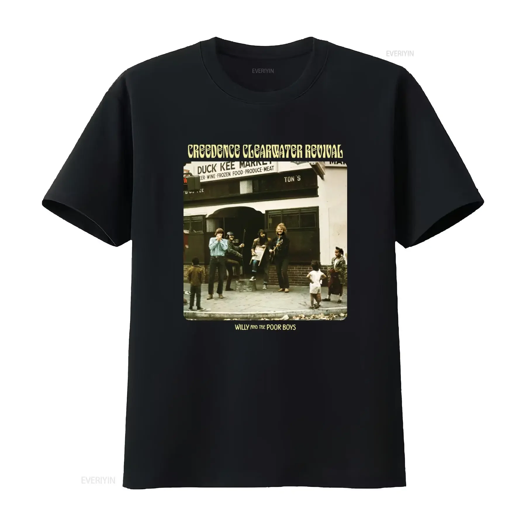 Creedence Clearwater Revival Music Band Vintage Street Performance T Shirt vintage Washed Casual Unisex Slightly fashion