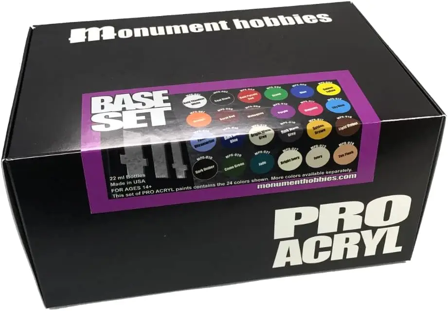 Hobbies Pro Acryl Basisset Acrylmodelverf voor plastic modellen - Miniatuurschilderen, geen verstoppingsdop, wordt geleverd met glasag