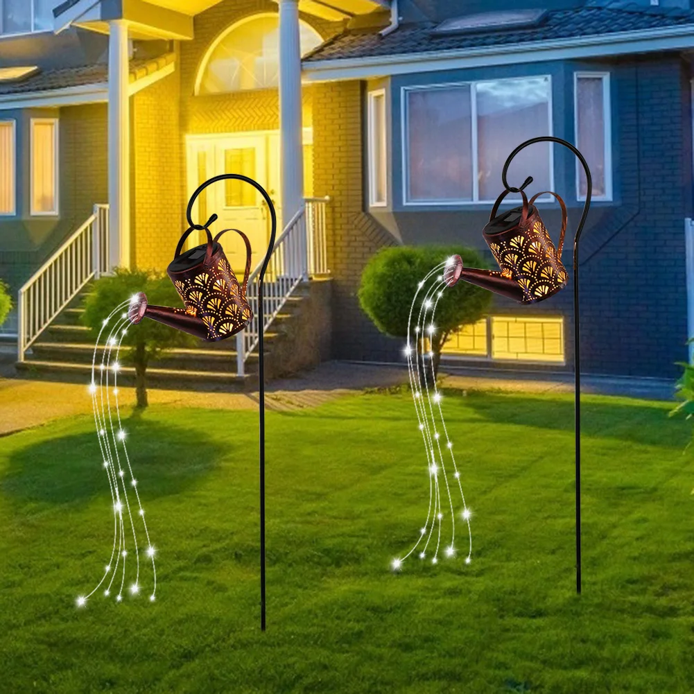 LED Kettle Solar Light Wrought Iron Watering Can Fairy String Lamp Outdoor Waterproof Solar Lawn Lamp Garden Decoration