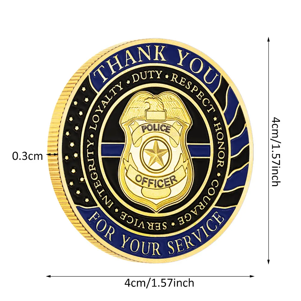 شكرًا لك على عملة تذكارية لخدمتك، يبارك الله على الشرطة، عملة تذكارية مطلية بالذهب لتزيين المنزل #4