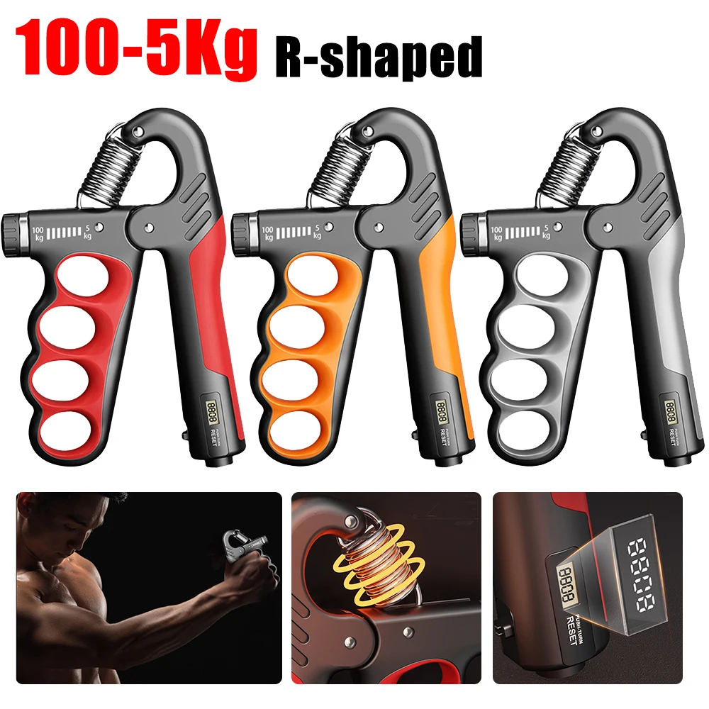 5-100Kg R-shaped Professional Finger Griper Hand Grips Strengthener Finger Trainer Hand Gripper Finger Exerciser Wrist Training