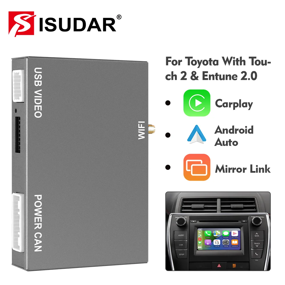 ISUDAR Wireless Carplay Module For Toyota 2014-2019 Corolla/Prius/RAV4/Highlander/Sienna/Tacoma/Yaris/Avalon Carplay  Bluetooth