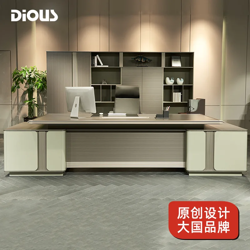 Fashion light luxury office furniture boss table simple modern class desk president manager office desk and chair combination