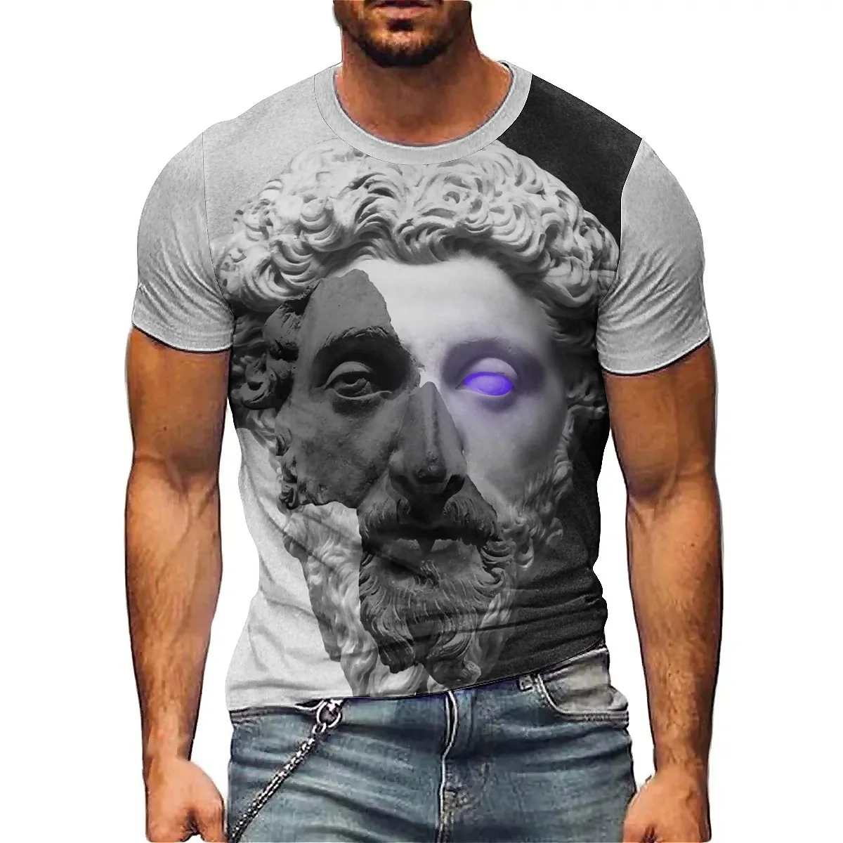 

Gothic Style Men's 3D Printed Short-Sleeved T-Shirt, Soft Fabric, Men's Short-Sleeved Printed Shirt