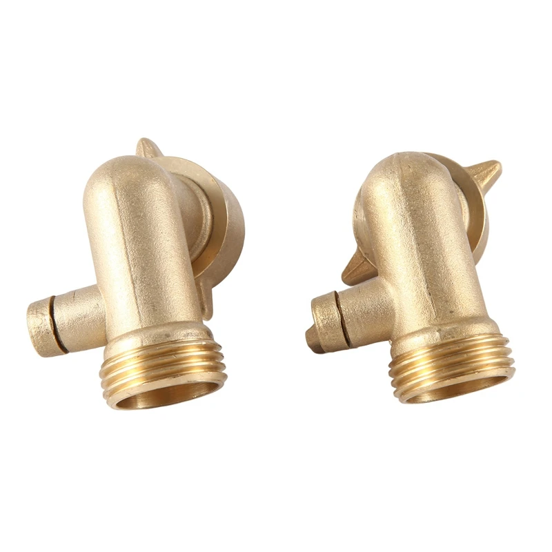 

2Pcs 90 Degree Garden Hose Elbow Adapter Faucet Connector With Shut Off Valve With 2 O-Rings Solid Brass