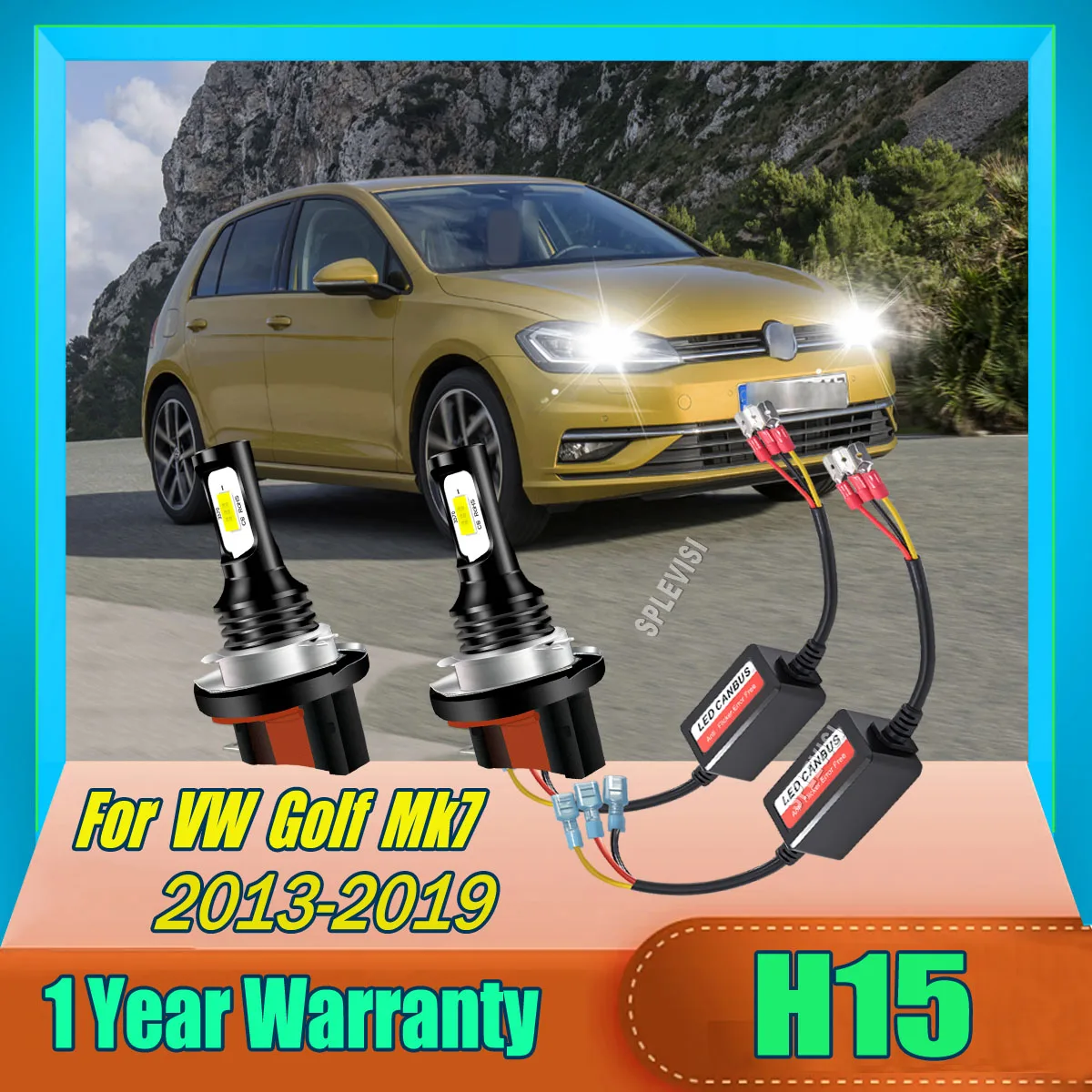 

2 PCS H15 LED High Beam Daytime Running Light Car LED Replacement Bulbs For VW Golf Mk7 2013 2014 2015 2016 2017 2018 2019