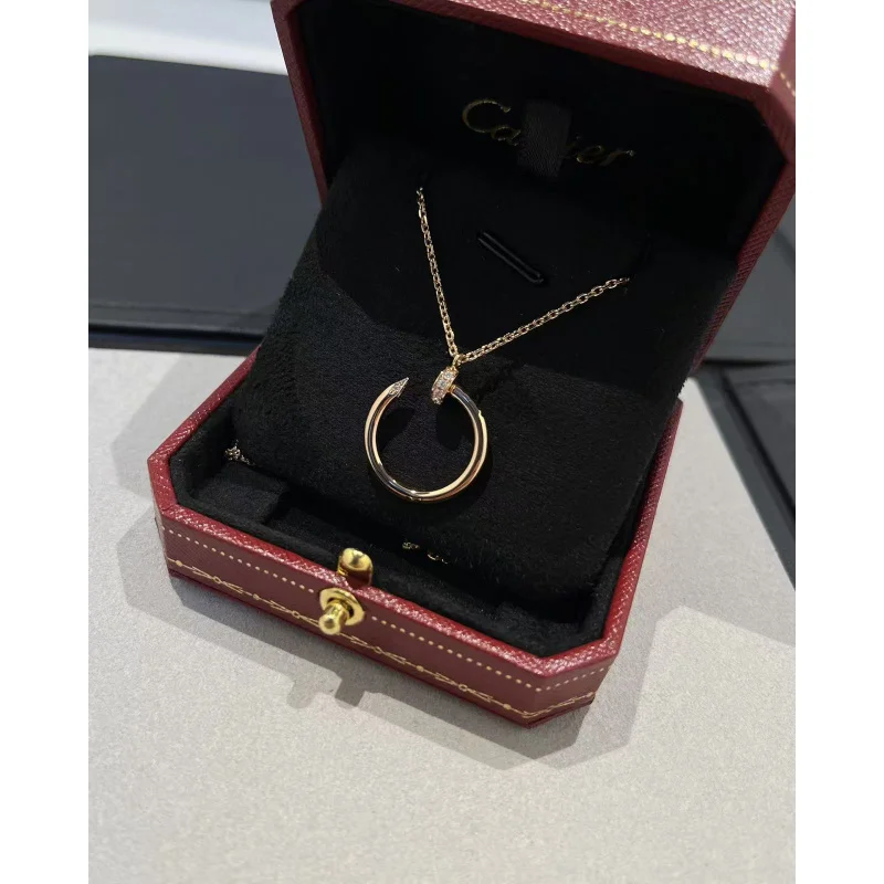 

KAMELIYA S925 Sterling Silver Nail Pendant Necklace Choker Necklace for Women Zircon Clavicle Chain Gold Plated Trendy Jewelry