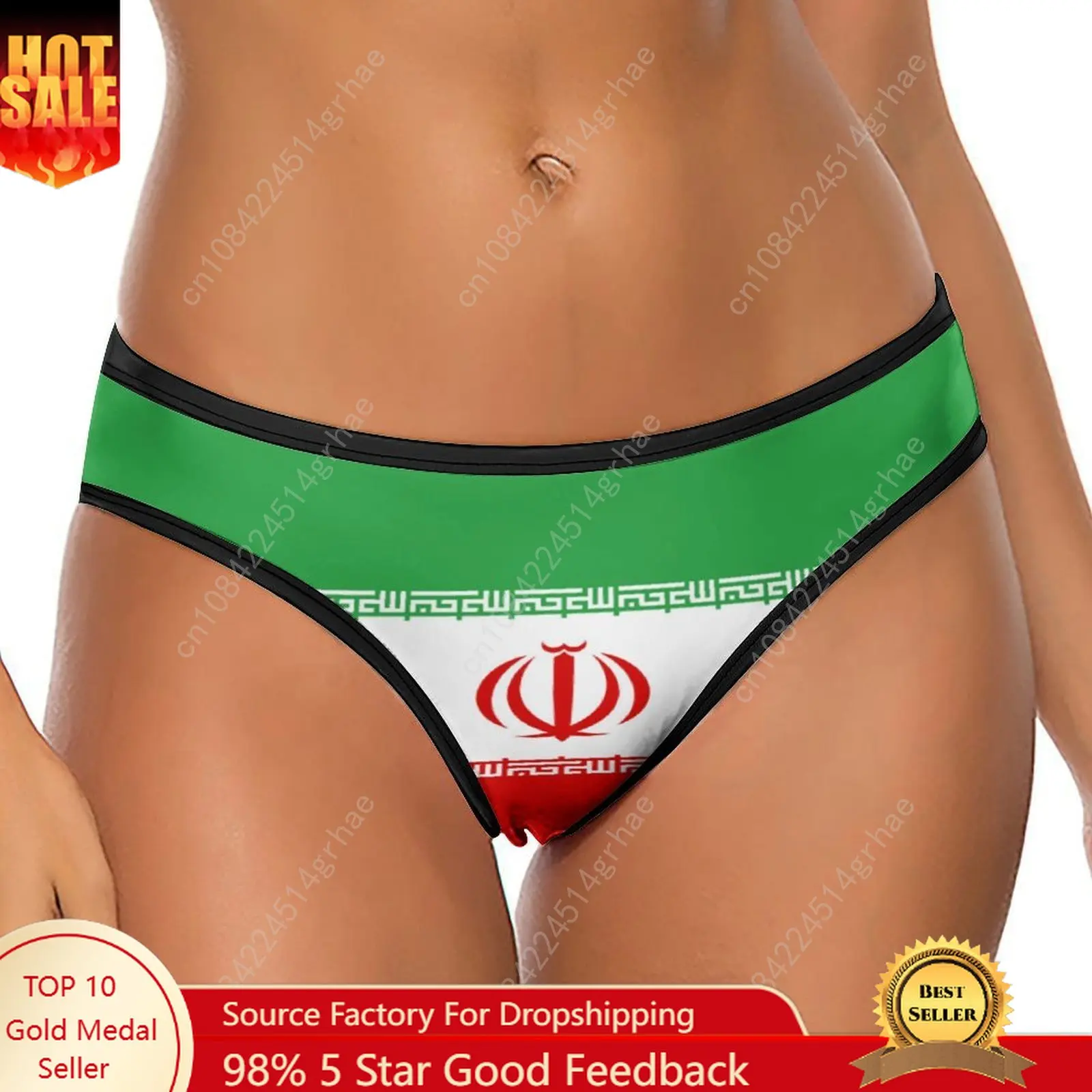 Iran Flag Customized Ice Silk Thong Panties Women's Briefs Soft Comfortable Sizes S-2XL Suitable Wear and All Seasons