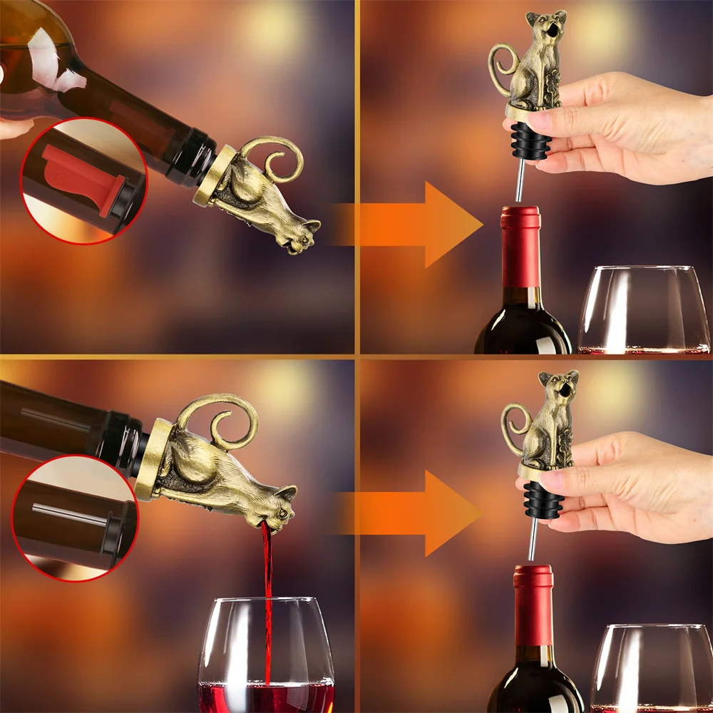 جميل القط/الكلب ديكور مدفق النبيذ سدادات رواية النبيذ هدية أدوات المطبخ البار #5