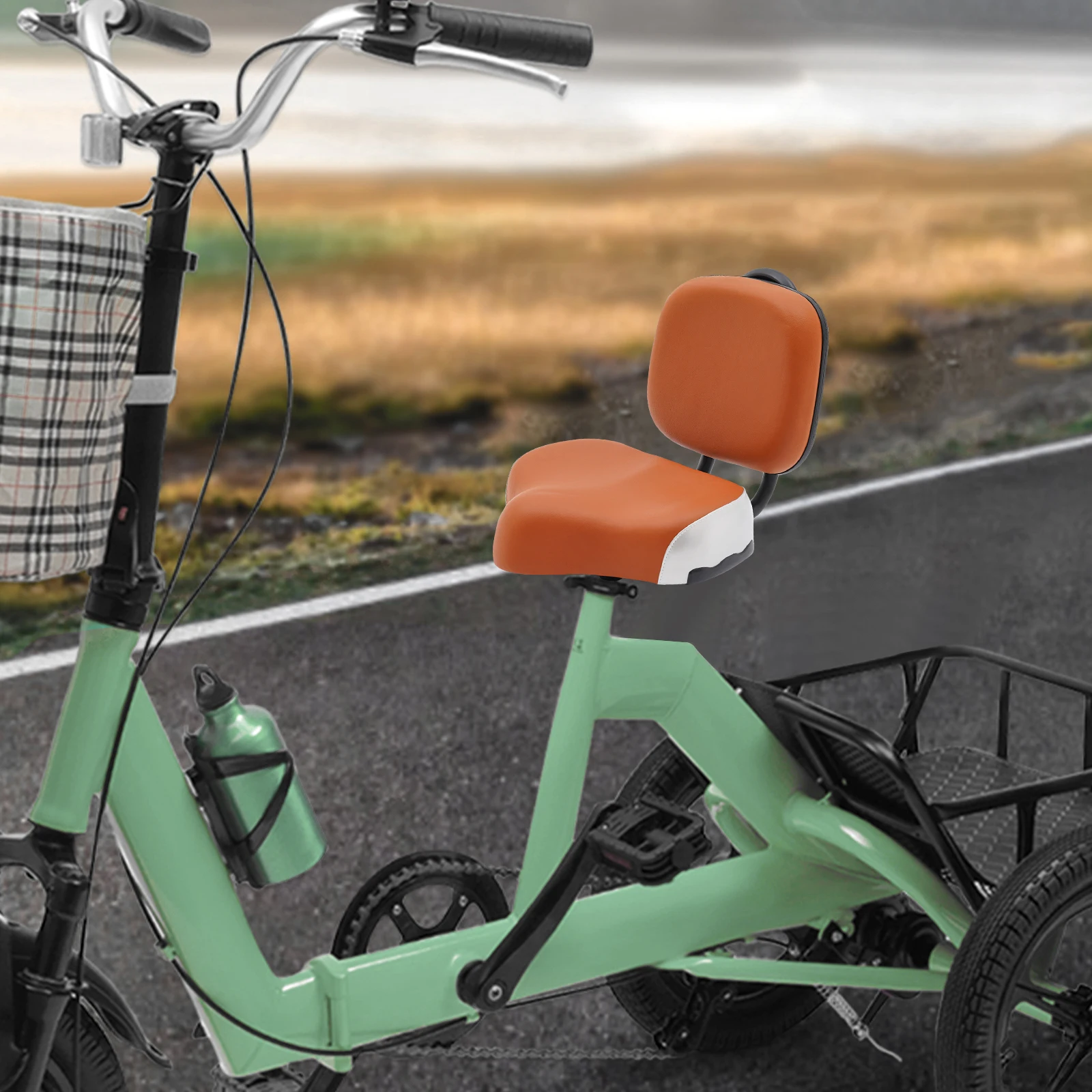 

Премиальное широкое сиденье для взрослых на трехколесный велосипед с мягким спинным упором, поддерживающая эргономичная подушка для длительных поездок, простая установка и замена.