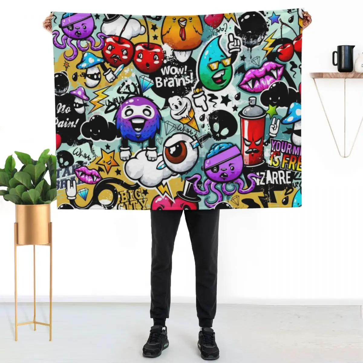 

funny streetart graffiti Throw Blanket Fade Resistant Durable Throw Blanket