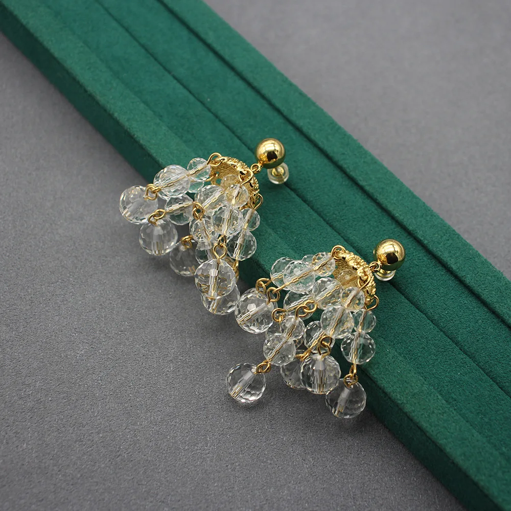 

Europe and the United States crystal chandelier summer new Asian medieval transparent earrings