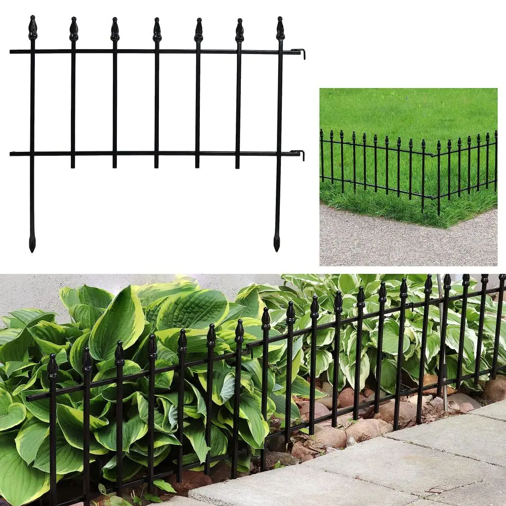 

Decorative Garden Fence Border 22 in W x 18 in H No Dig Metal Edging for Flower Beds, Yard, Lawn, Pathways and Landscaping Roma