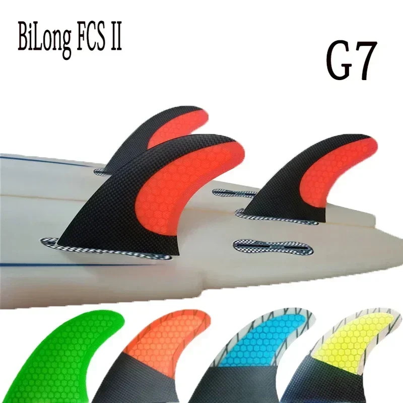 BiLong FCS II G7 Surfboard Fins Thruster Fiberglass Honeycomb with Carbon Quilhas Surf Fins Wakeboard Fins Electric Surfboard