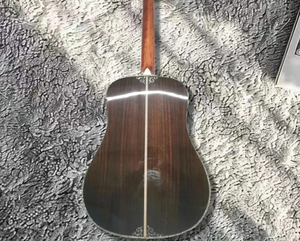 Hot sale D45 White12 String Solid Top Acoustic Guitar Picea Asperata Body Abalone Shell Inlaid Large Vase Pattern