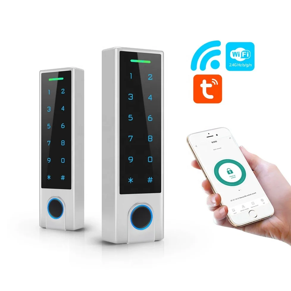 Tuya Smart wifi door lock Waterproof keypad Wi-fi control Fingerprint Access Control Standalone Keypad Fingerprint RFID Card