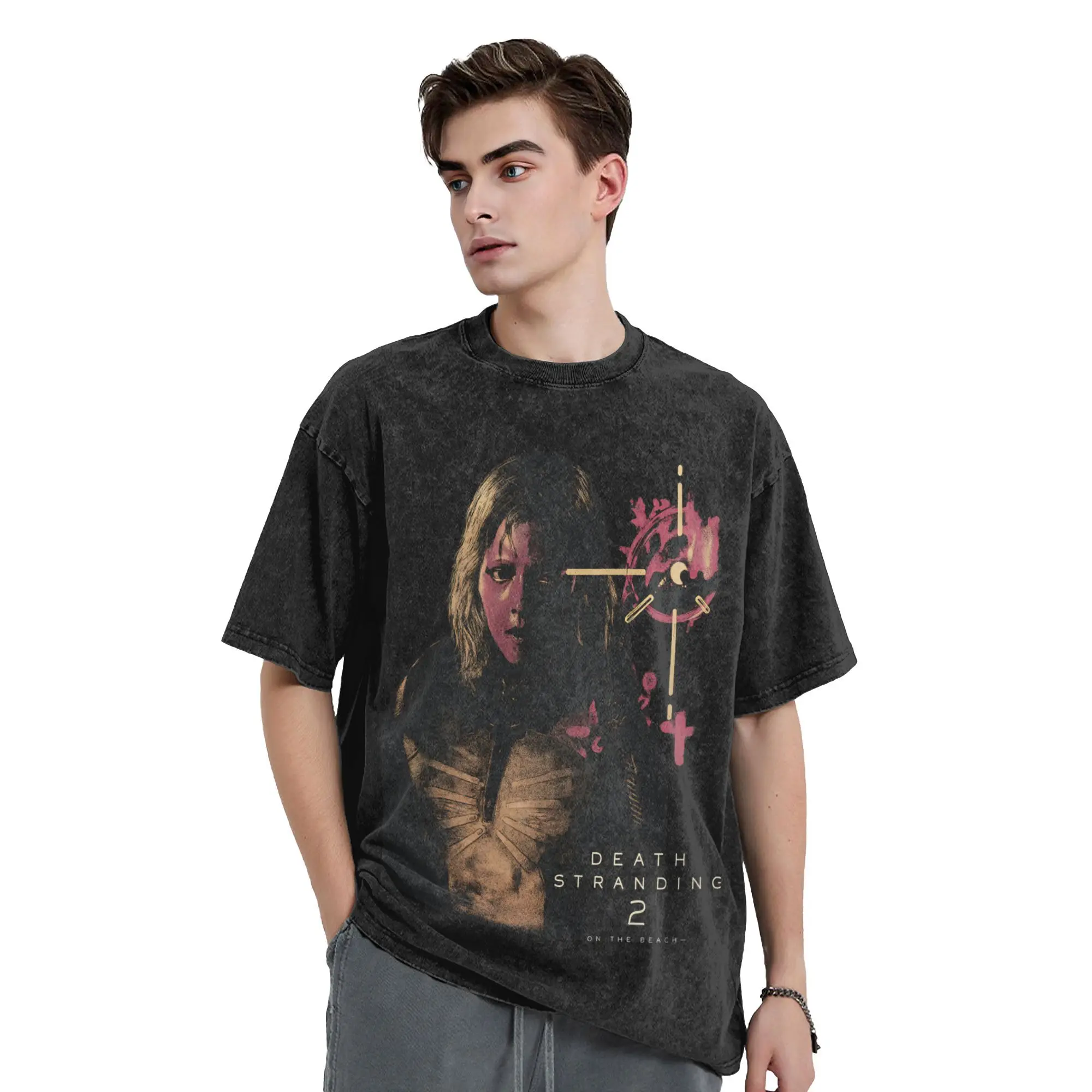 Death stranding 2 na praia camiseta harajuku t camisas de manga curta estética topos verão casual o-pescoço oversize topo t