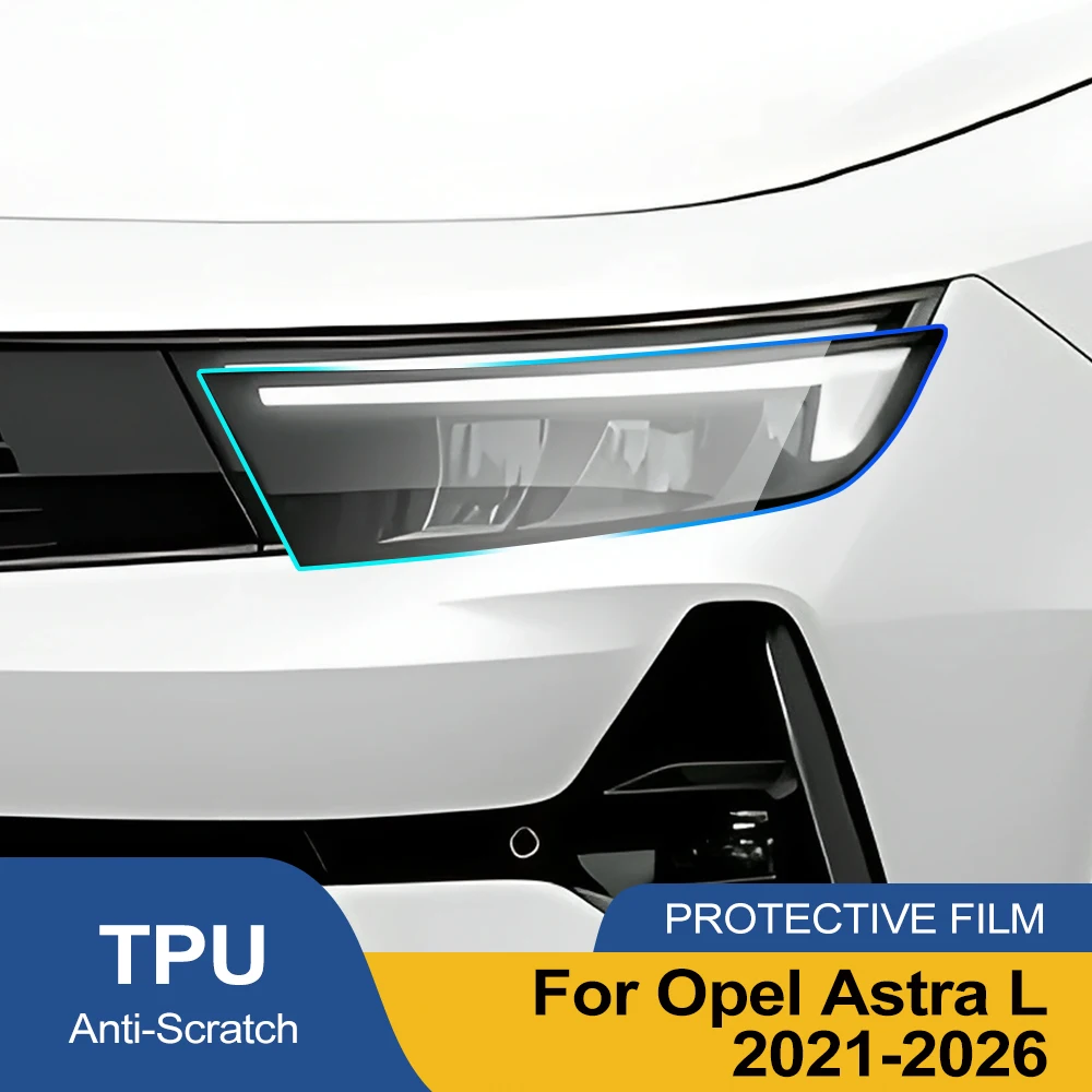 

Дымчато-черная глянцевая защитная пленка из ТПУ для фар Opel Astra L 2021-2026, предварительно вырезанная, антицарапийная виниловая пленка PPF