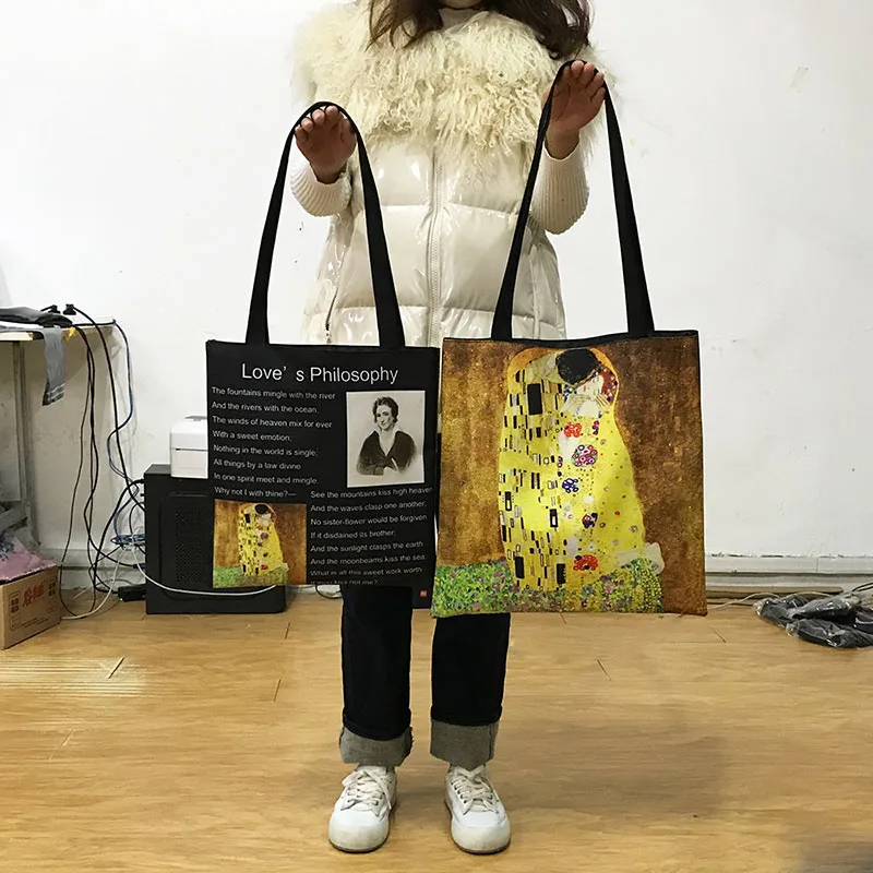 New Rembrandt Oil Painting Tote Bag Retro Art Fashion Travel Bag Women Portable Eco Shopping High Quality Foldable Handbag