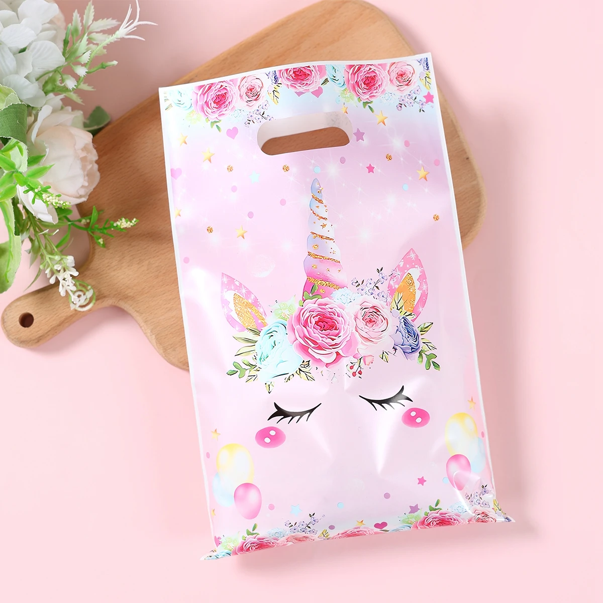 Flowers Unicorn Hand Gift Bag Rainbow Unicorn Theme Birthday Party Decorations Kids Wedding Baby Shower Party Supplies Candy Bag