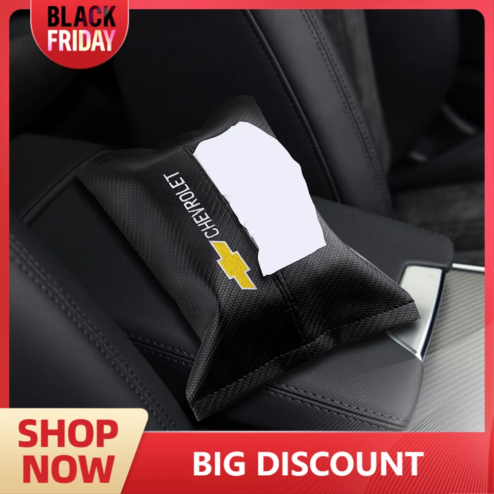 Car Sun Visor Hanging Tissue Box Seat Back Storage Bag Auto Emblem For Chevrolet Captiva Lacetti Aveo Cruze Malibu Trax Camaro