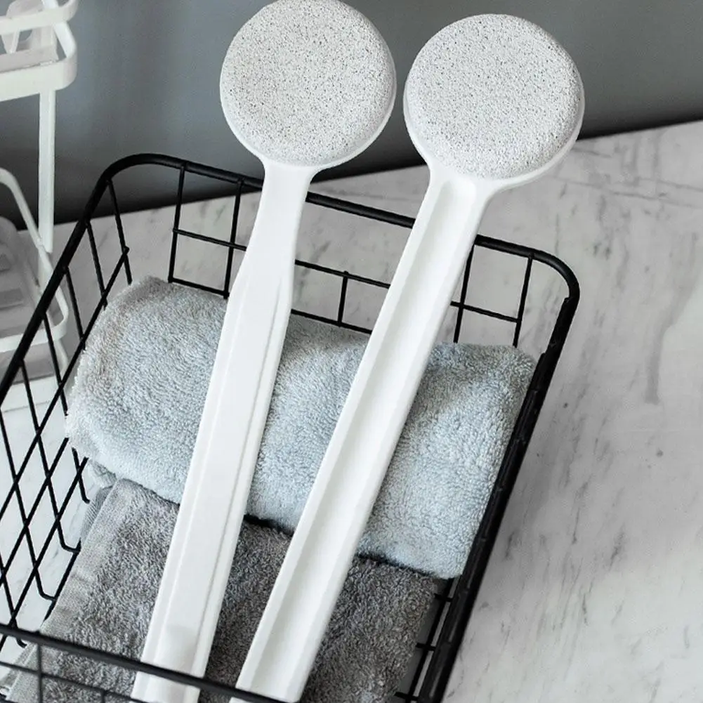 Manico lungo Spazzola per la schiena per doccia Setole morbide Spazzola da bagno esfoliante per il corpo Scrubber per la schiena Forniture da bagno con pietra pomice N1F0