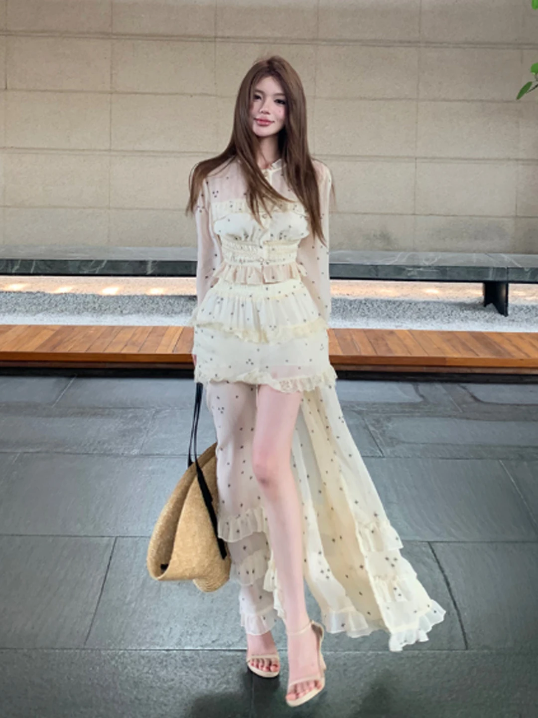 

Gentle Wind Unique Super Beautiful Top Skirt Two-Piece Set Summer Fashion Outfit High Waist Long Skirt Comfortable Breathable