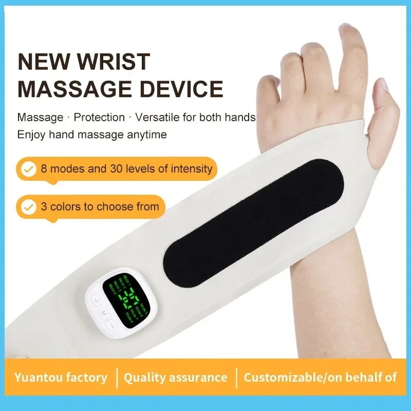 NEW Wrist Brace Protector Wrap 8 Modes Electric Hand Guard Vibration Massage 32 Levels Rechargeable Wristband Masajeador Machine