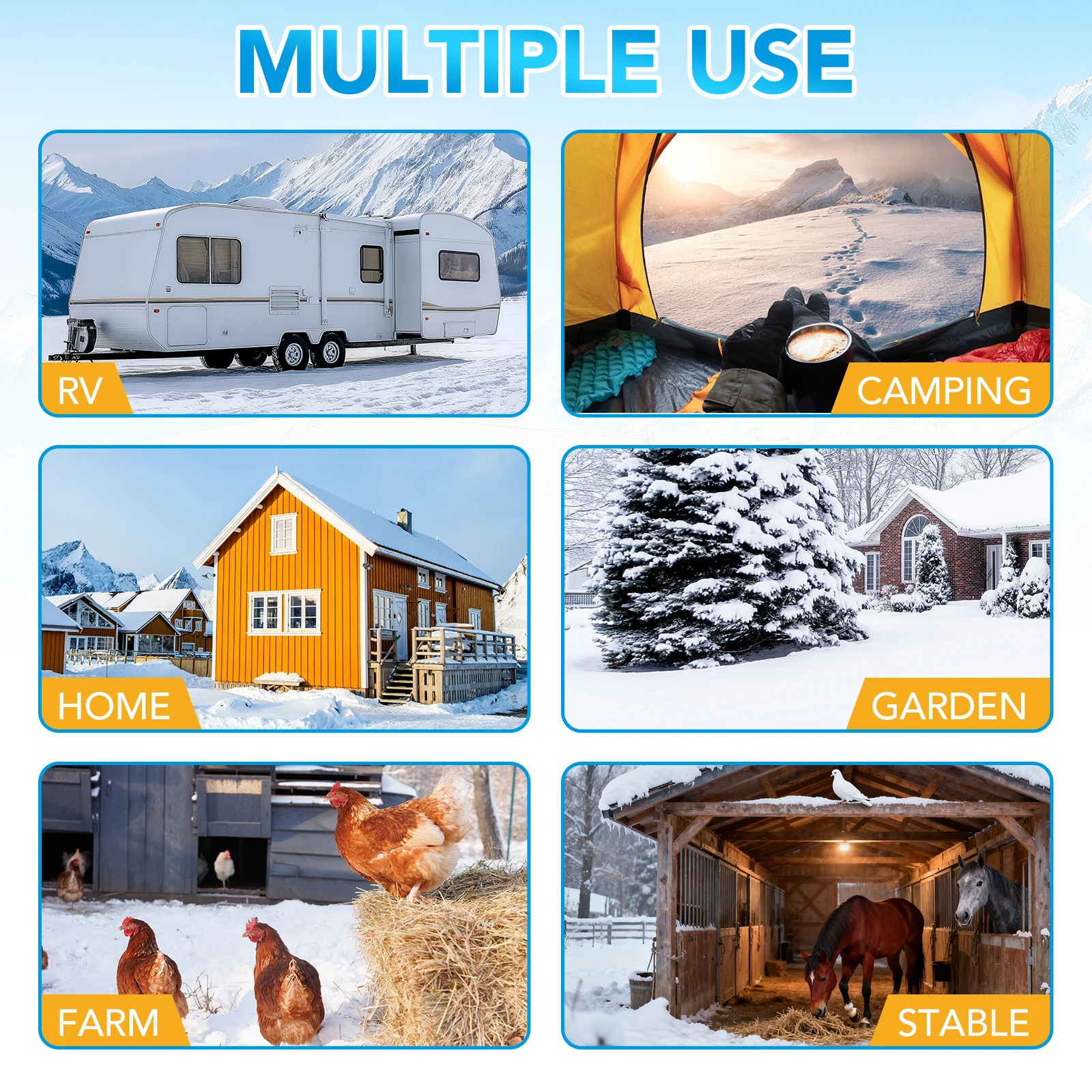 Tuyau d'eau RV chauffé 30 pieds, protection contre le gel -45 ° F, 450PSI Thermostat robuste à économie d'énergie, 5/8" avec sac de rangement