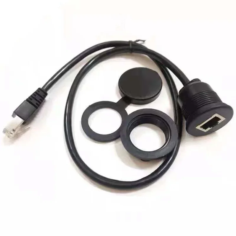 Cable impermeable Ethernet CAT5E, extensor de montaje en Panel macho a hembra rj45 IP67, cable de extensión de conector a prueba de agua