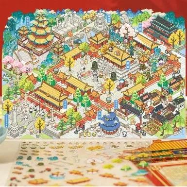 Large 3D Miniature DIY House Arrange Collages Sticker Figurines Fun Creative Scenery Decals for Home Wall Desk Craft Decor