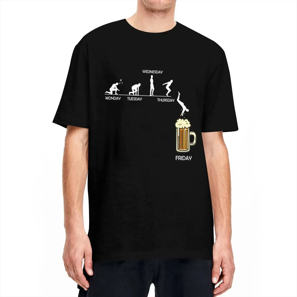 Men Women Friday Beer Evolution T Shirt Jumping into the Beer Cotton Clothing Funny Short Sleeve Tee Shirt Plus Size T-Shirt