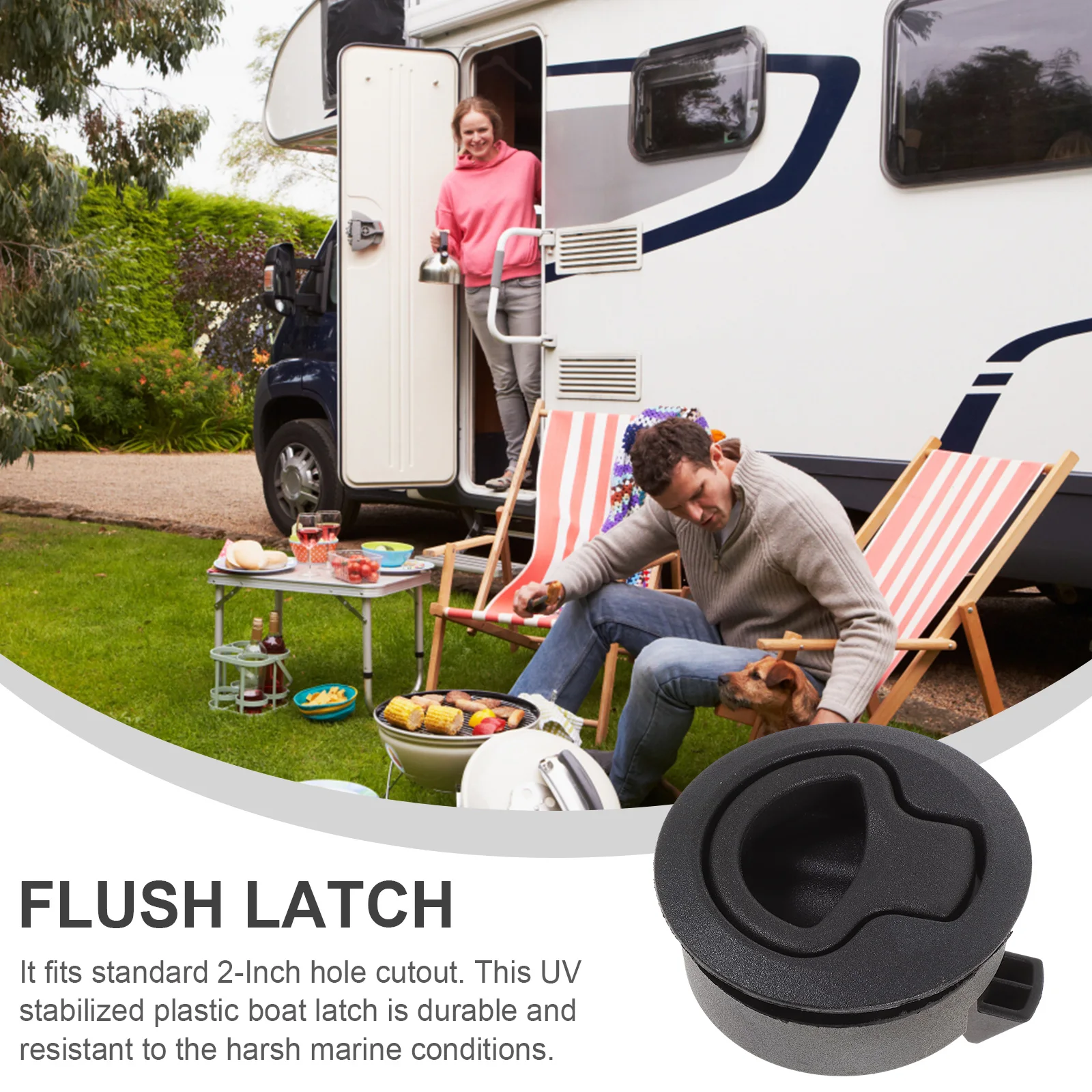 

Round Head Lock Pull 6.1x6.1x2.2cm Black Flush Latch UV Stabilized Marine Durable Boat Hatch Cabinet Hardware Two Hole Design