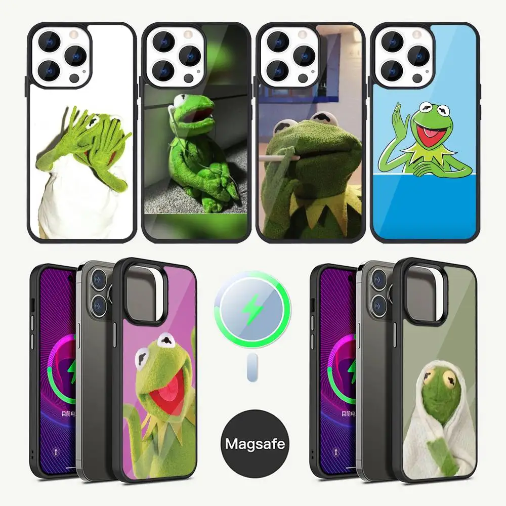 

K-Kermit the frog Phone Case For iPhone 16,15,14,13,12,11,Plus,Pro,Max Mini Magsafe Magnetic Wireless Charging