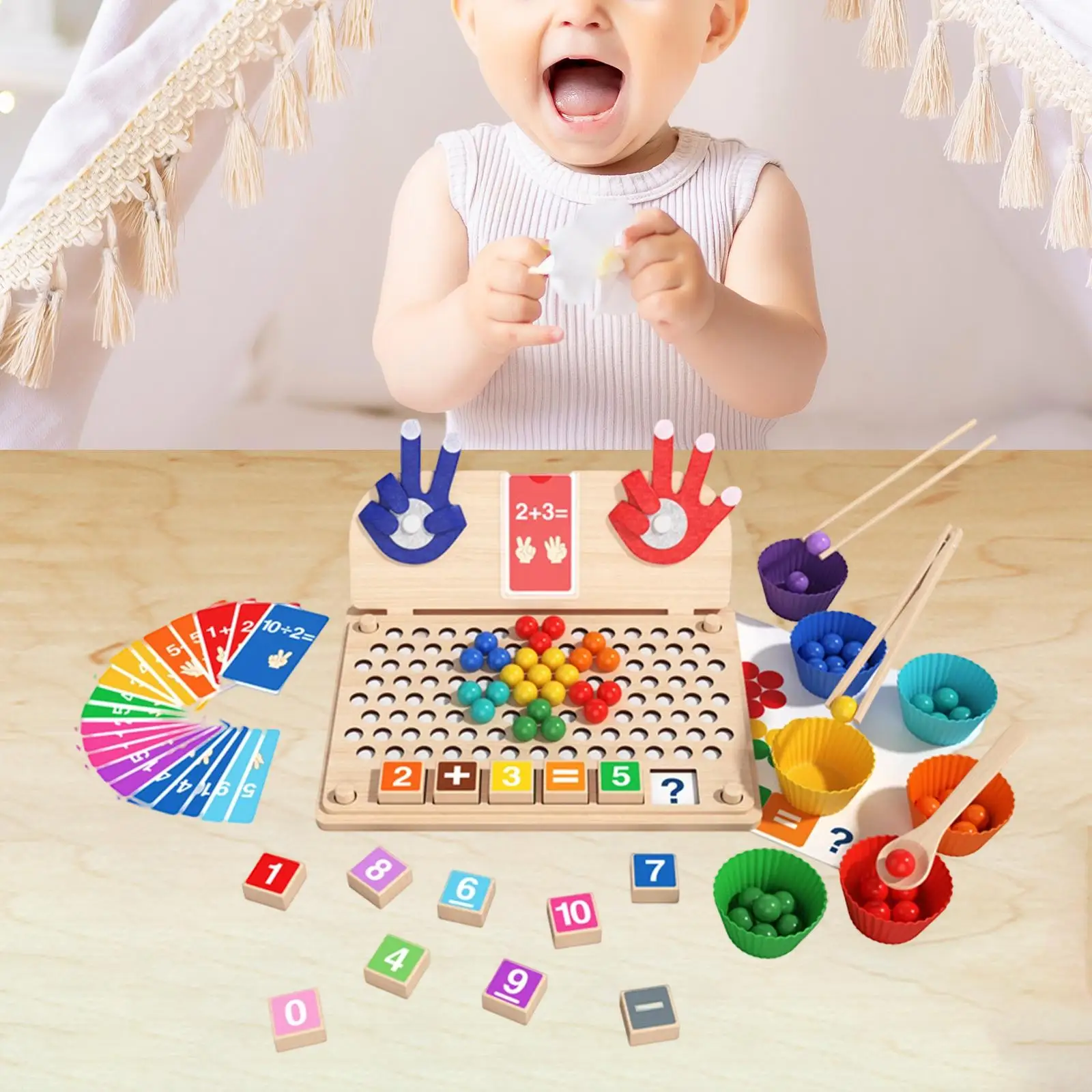 Montessori Math Learning Toy Wooden Puzzle Game for Children Preschool Classroom Educational Activities for Kids