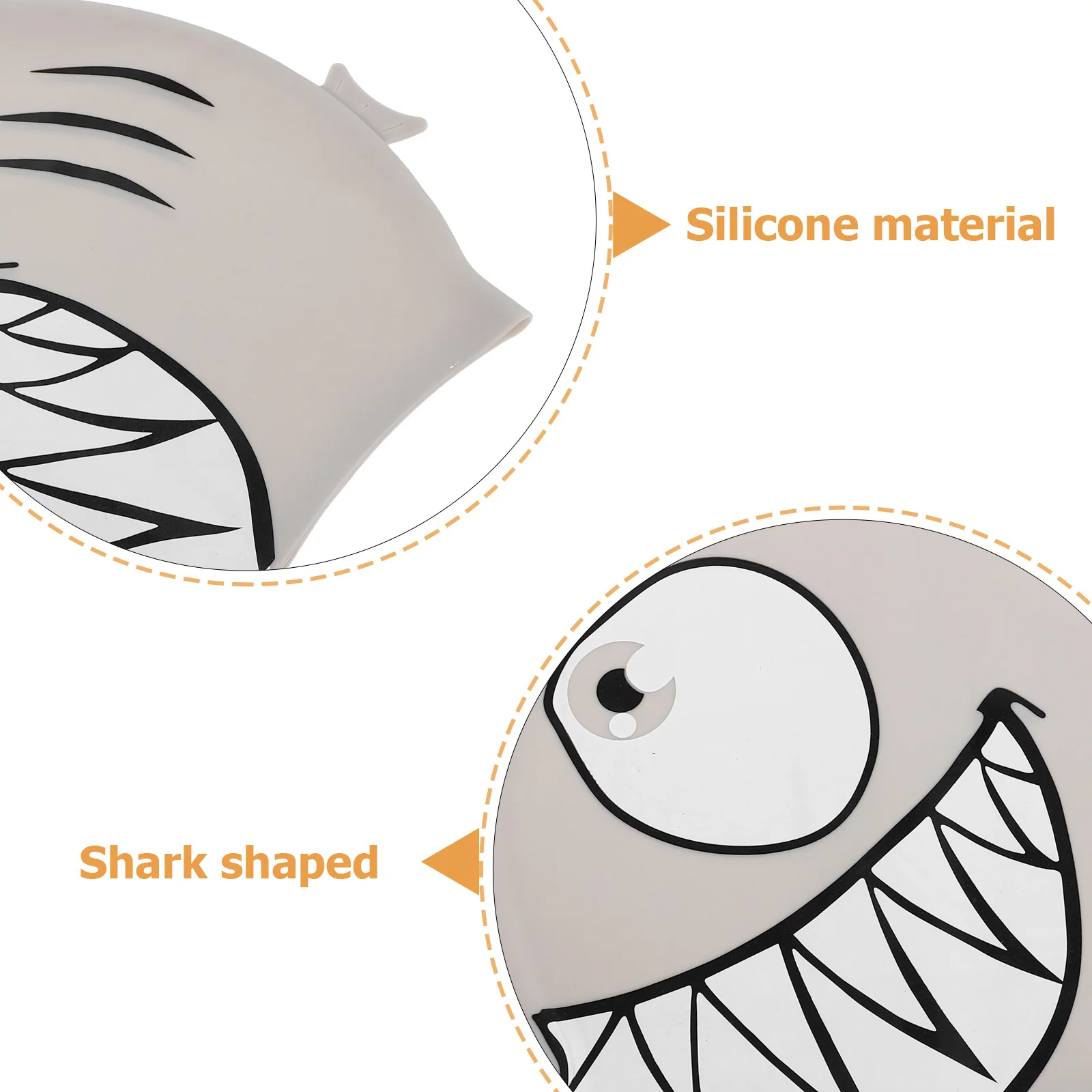 قبعة سباحة من السيليكون بتصميم قرش لطيف، قبعة سباحة مقاومة للماء لدروس السباحة، قبعة سباحة مائية لحمام السباحة #5