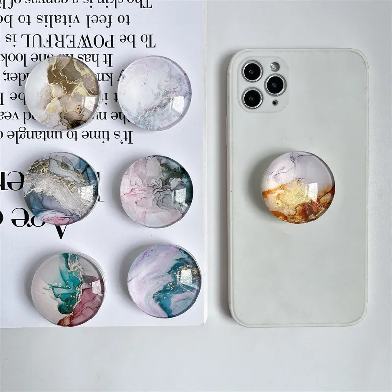 

Роскошный 3D стеклянный Мраморный держатель для мобильных телефонов с кольцом на палец подставка с рукояткой складной однотонный кронштейн для Iphone 14 15 разъем